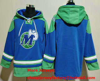 Men's Dallas Mavericks Blank Blue Ageless Must Have Lace Up Pullover Hoodie