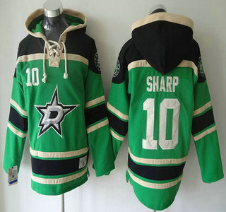 Men's Dallas Stars #10 Patrick Sharp Old Time Hockey Home Green Hoody