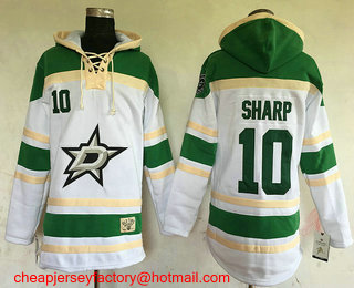 Men's Dallas Stars #10 Patrick Sharp White Stitched NHL Old Time Hockey Hoodie