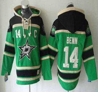 Men's Dallas Stars #14 Jamie Benn Old Time Hockey Home Green Hoody