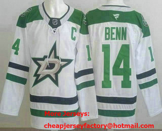 Men's Dallas Stars #14 Jamie Benn White Authentic Jersey