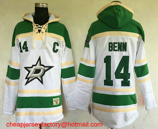 Men's Dallas Stars #14 Jamie Benn White Stitched NHL Old Time Hockey Hoodie