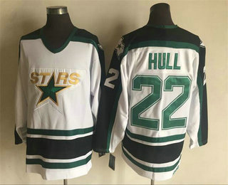 Men's Dallas Stars #22 Brett Hull 1993 White CCM Throwback Stitched Vintage Hockey Jersey