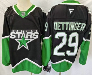 Men's Dallas Stars #29 Jake Oettinger Black Authentic Jersey