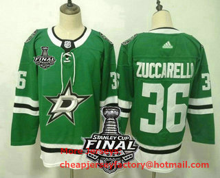 Men's Dallas Stars #36 Mats Zuccarello Green 2020 Stanley Cup Final Patch Adidas Stitched NHL Jersey