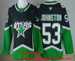 Men's Dallas Stars #53 Wyatt Johnston Black Authentic Jersey