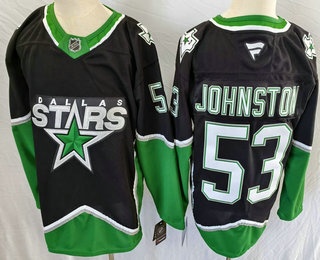 Men's Dallas Stars #53 Wyatt Johnston Black Authentic Jersey