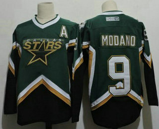Men's Dallas Stars #9 Mike Modano 2005 Green CCM Throwback Stitched Vintage Hockey Jersey