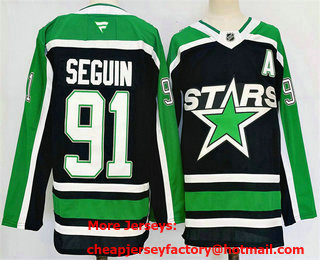 Men's Dallas Stars #91 Tyler Seguin Black 2025 Reverse Retro Stitched Jersey