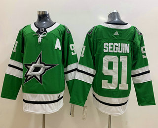 Men's Dallas Stars #91 Tyler Seguin Green With A Patch Adidas Stitched NHL Jersey