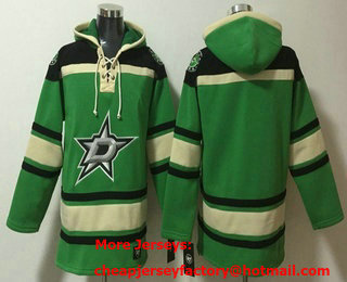 Men's Dallas Stars Blank Black Green Lace Up Pullover Hoodie