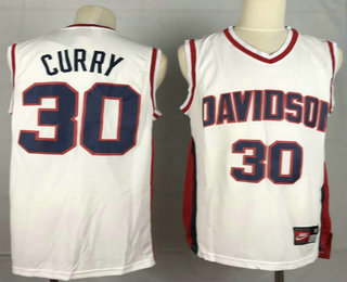 Men's Davidson Wildcats #30 Stephen Curry White College Basketball Jersey
