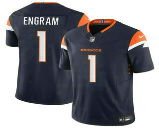 Men's Denver Broncos #1 Evan Engram Navy FUSE Vapor Limited Stitched Jersey
