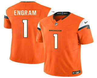 Men's Denver Broncos #1 Evan Engram Orange FUSE Vapor Limited Stitched Jersey