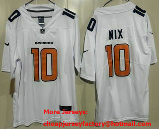 Men's Denver Broncos #10 Bo Nix Limited White Fashion Vapor Jersey