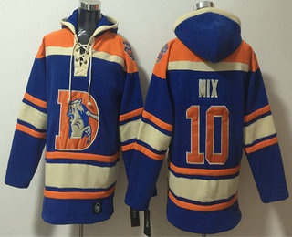 Men's Denver Broncos #10 Bo Nix Orange Ageless Must Have Lace Up Pullover Hoodie