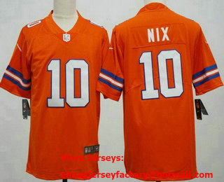 Men's Denver Broncos #10 Bo Nix Limited Orange Throwback Vapor Jersey