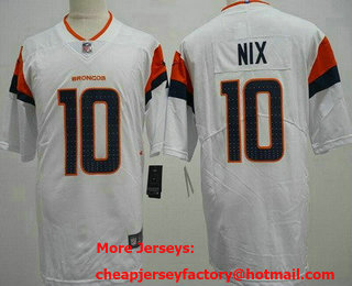 Men's Denver Broncos #10 Bo Nix White Limited White 2024 Vapor Jersey