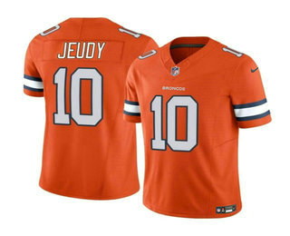 Men's Denver Broncos #10 Jerry Jeudy Orange 2023 FUSE Vapor Stitched Jersey