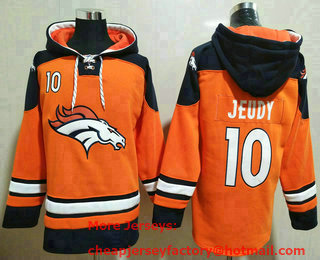 Men's Denver Broncos #10 Jerry Jeudy Orange Ageless Must Have Lace Up Pullover Hoodie