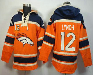 Men's Denver Broncos #12 Paxton Lynch Orange Sawyer Hooded Sweatshirt NFL Hoodie