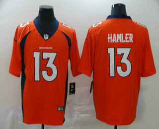 Men's Denver Broncos #13 KJ Hamler Orange 2020 Vapor Untouchable Stitched NFL Nike Limited Jersey