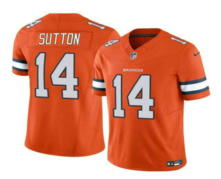 Men's Denver Broncos #14 Courtland Sutton Orange 2023 FUSE Vapor Stitched Jersey