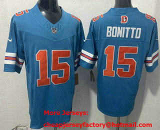 Men's Denver Broncos #15 Nik Bonitto Limited Blue Throwback FUSE Vapor Jersey