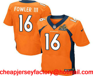 Men's Denver Broncos #16 Bennie Fowler III Orange Team Color Stitched NFL Nike Elite Jersey