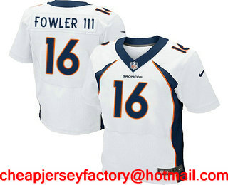 Men's Denver Broncos #16 Bennie Fowler III White Road Stitched NFL Nike Elite Jersey