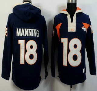 Men's Denver Broncos #18 Peyton Manning Navy Blue Alternate 2015 NFL Hoody