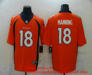 Men's Denver Broncos #18 Peyton Manning Orange 2017 Vapor Untouchable Stitched NFL Nike Limited Jersey