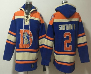 Men's Denver Broncos #2 Pat Surtain II Orange Ageless Must Have Lace Up Pullover Hoodie