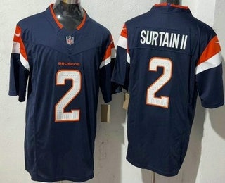 Men's Denver Broncos #2 Patrick Surtain II Limited Navy FUSE Vapor Jersey