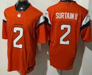 Men's Denver Broncos #2 Patrick Surtain II Limited Orange FUSE Vapor Jersey
