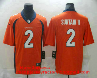 Men's Denver Broncos #2 Patrick Surtain II Orange 2021 Vapor Untouchable Stitched NFL Nike Limited Jersey