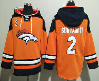 Men's Denver Broncos #2 Patrick Surtain II Orange Ageless Must Have Lace Up Pullover Hoodie