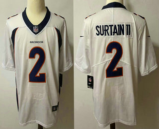 Men's Denver Broncos #2 Patrick Surtain II White 2021 Vapor Untouchable Stitched NFL Nike Limited Jersey