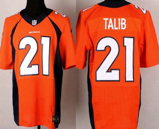 Men's Denver Broncos #21 Aqib Talib Orange Team Color NFL Nike Elite Jersey