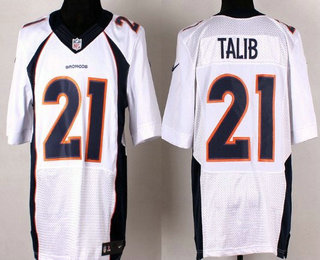 Men's Denver Broncos #21 Aqib Talib White Road NFL Nike Elite Jersey