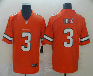 Men's Denver Broncos #3 Drew Lock Orange 2016 Color Rush Stitched NFL Nike Limited Jersey