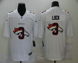 Men's Denver Broncos #3 Drew Lock White 2020 Shadow Logo Vapor Untouchable Stitched NFL Nike Limited Jersey