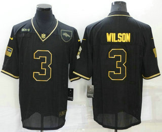Men's Denver Broncos #3 Russell Wilson Black Gold 2020 Salute To Service Stitched NFL Nike Limited Jersey