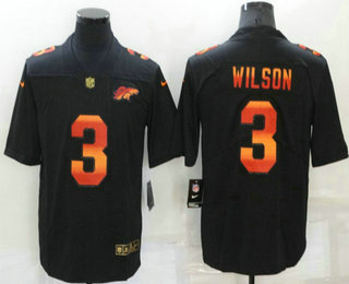 Men's Denver Broncos #3 Russell Wilson Black Red Orange Stripe Vapor Limited Nike NFL Jersey