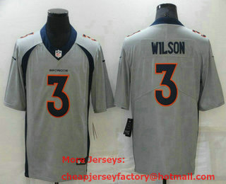 Men's Denver Broncos #3 Russell Wilson Grey 2019 Inverted Legend Stitched NFL Nike Limited Jersey