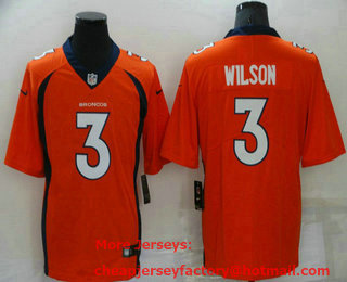 Men's Denver Broncos #3 Russell Wilson Orange 2022 Vapor Untouchable Stitched NFL Nike Limited Jersey