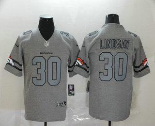 Men's Denver Broncos #30 Phillip Lindsay 2019 Gray Gridiron Vapor Untouchable Stitched NFL Nike Limited Jersey