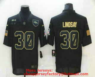 Men's Denver Broncos #30 Phillip Lindsay Black 2020 Salute To Service Stitched NFL Nike Limited Jersey