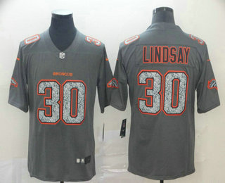 Men's Denver Broncos #30 Phillip Lindsay Gray Fashion Static 2019 Vapor Untouchable Stitched NFL Nike Limited Jersey