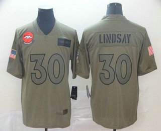 Men's Denver Broncos #30 Phillip Lindsay NEW Olive 2019 Salute To Service Stitched NFL Nike Limited Jersey